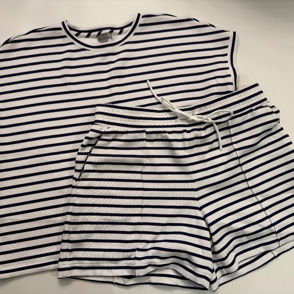 Talbots Tops - Talbots AirKnit Crew Neck Tee and Shorts, Ace Stripe